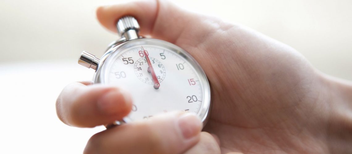Stopwatch measuring 8 minutes for Medicare 8-minute rule